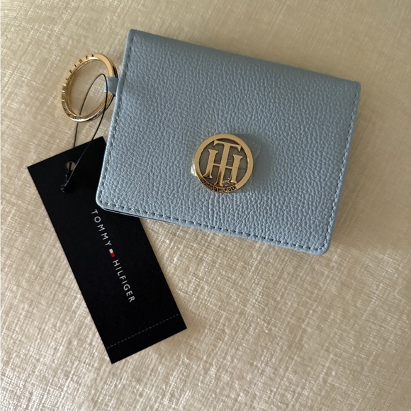 Tommy Hilfiger Sky Blue Card Wallet with Gold Accent - Picture 1 of 5